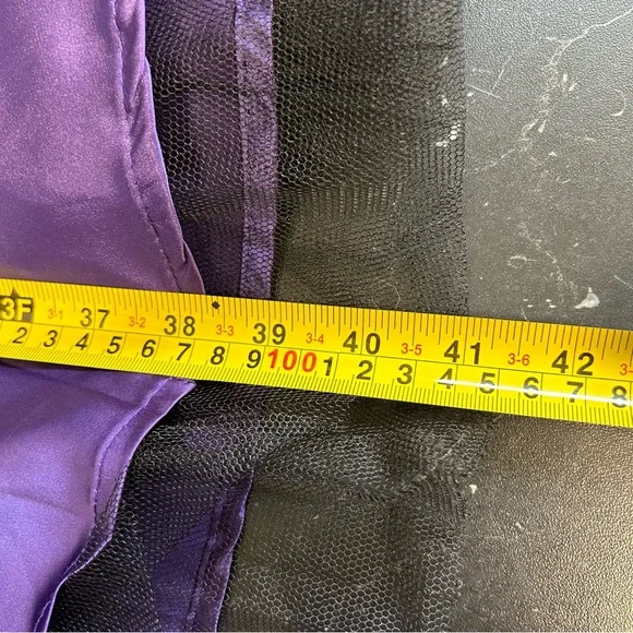 H & R London Purple Satin Retro Pin Up Style Fit Flare Tea Length Dress US 6 - Picture 14 of 15